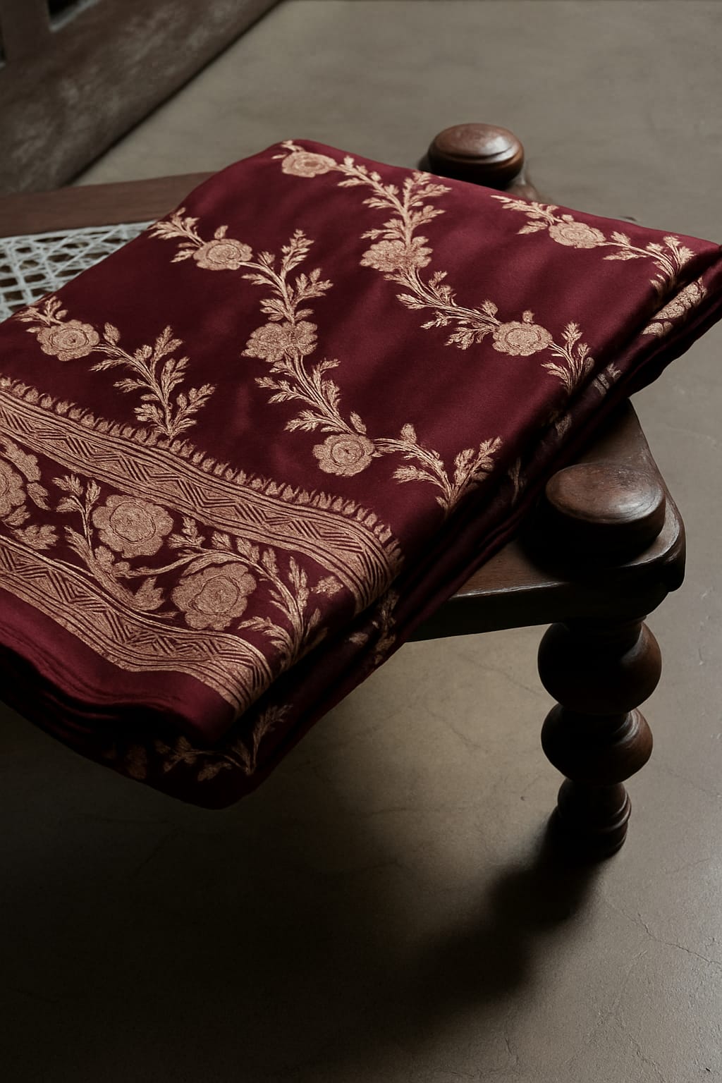 Pure Banarasi Mashru Silk Saree With Zari Work.