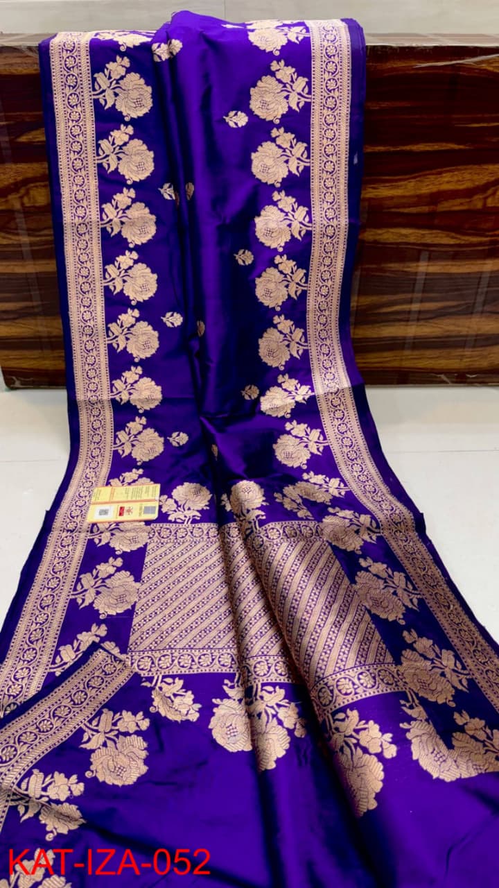 Pure Banarasi Katan Silk Saree With Antique Zari Work .