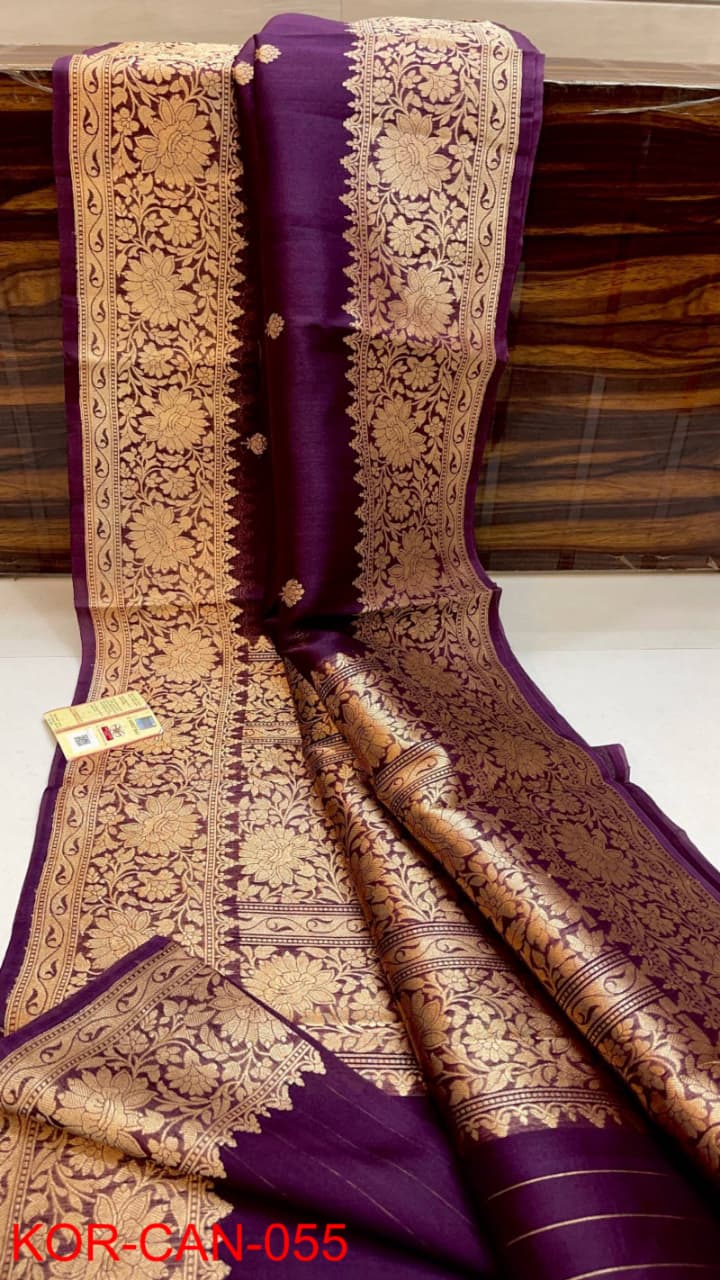Pure Kora Organza Silk Hanloom Zari Work Saree.