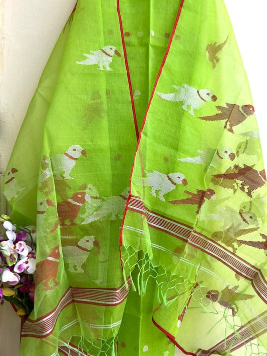 Pure Maslin Silk 2PC Jamdani Unstitched Suit With Bird Motif