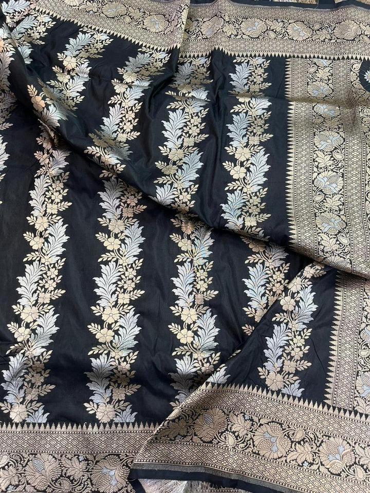 Pure Banarasi Handloom Katan Silk Saree With Beautiful  Zari Work .