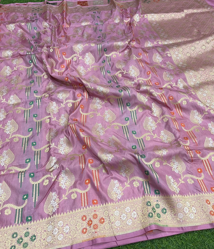 Pure Banarasi Handloom Katan Silk Saree With Beautiful  Zari Work .