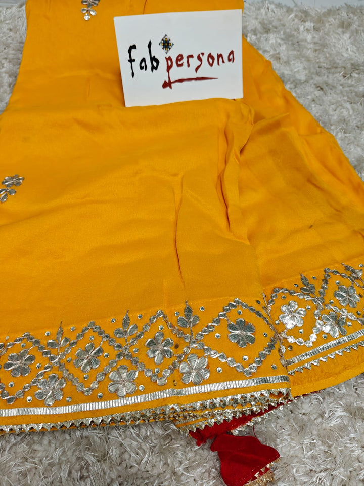 Pure Uppada gota pati Hand work saree With Blouse.