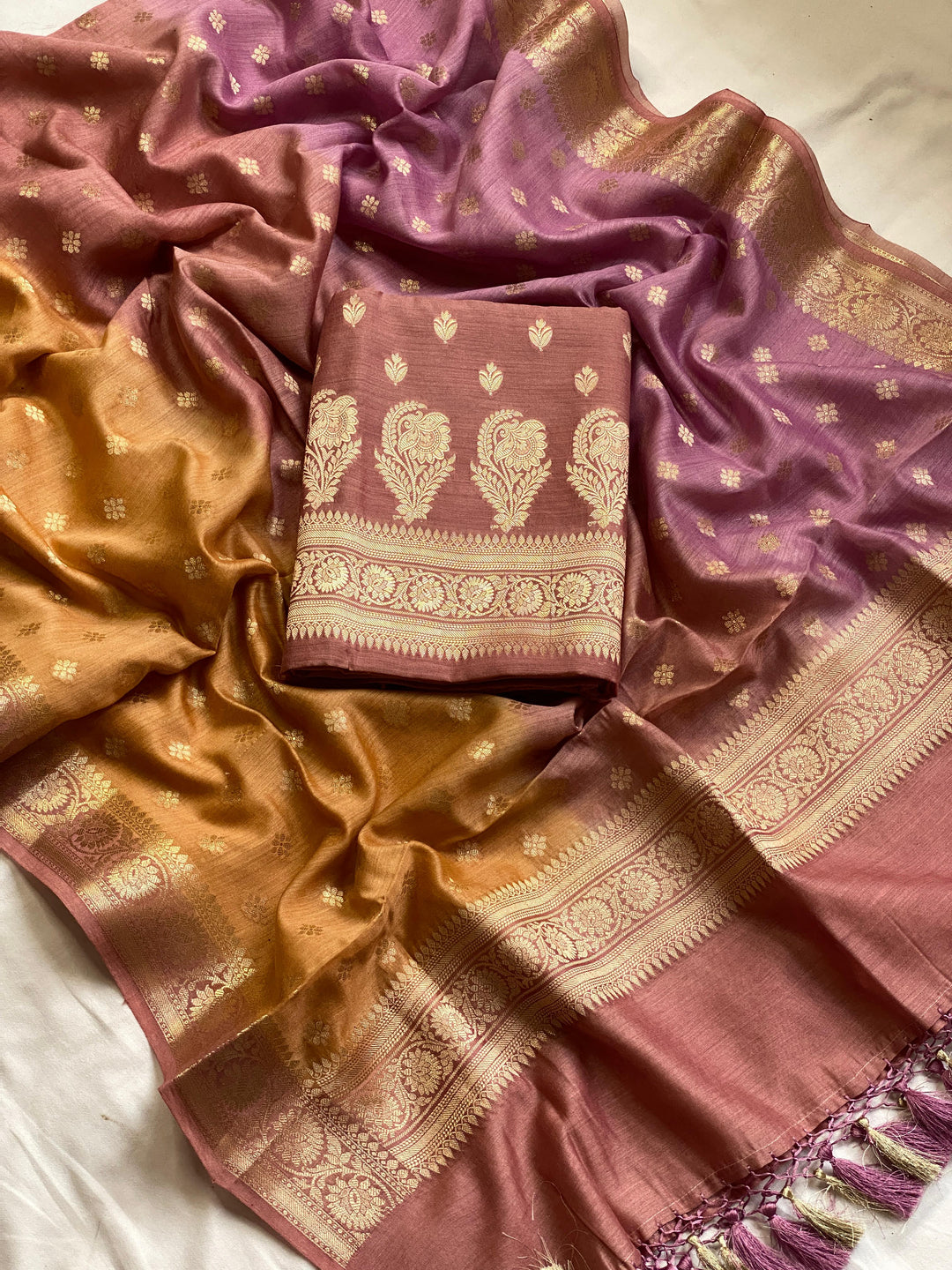 Pure Banarasi resham Moonga Silk Weaved Unsitiched Suit .
