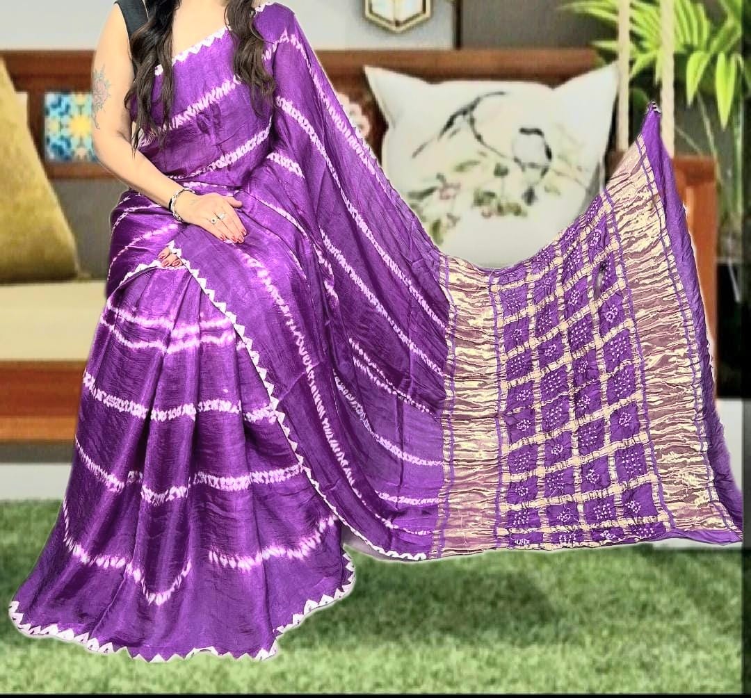 Pure Natural Dyeing Hand Block Print Modal silk saree.