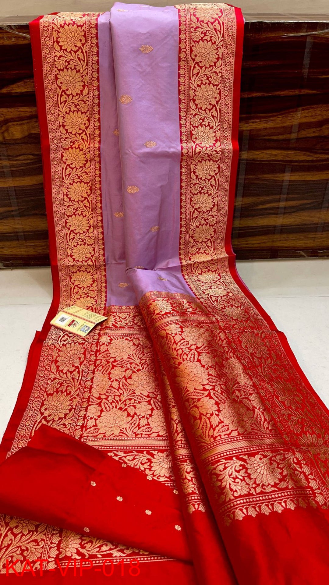 Pure Banarasi Katan Silk Saree With Antique Zari Work.