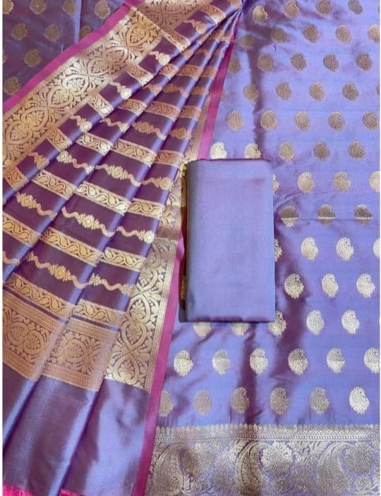 Banarasi Soft Silk Unstitched Suit.