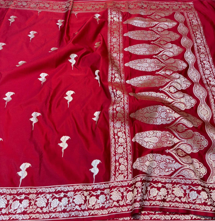 Pure Banarasi Mashru Silk Saree With Zari Work.