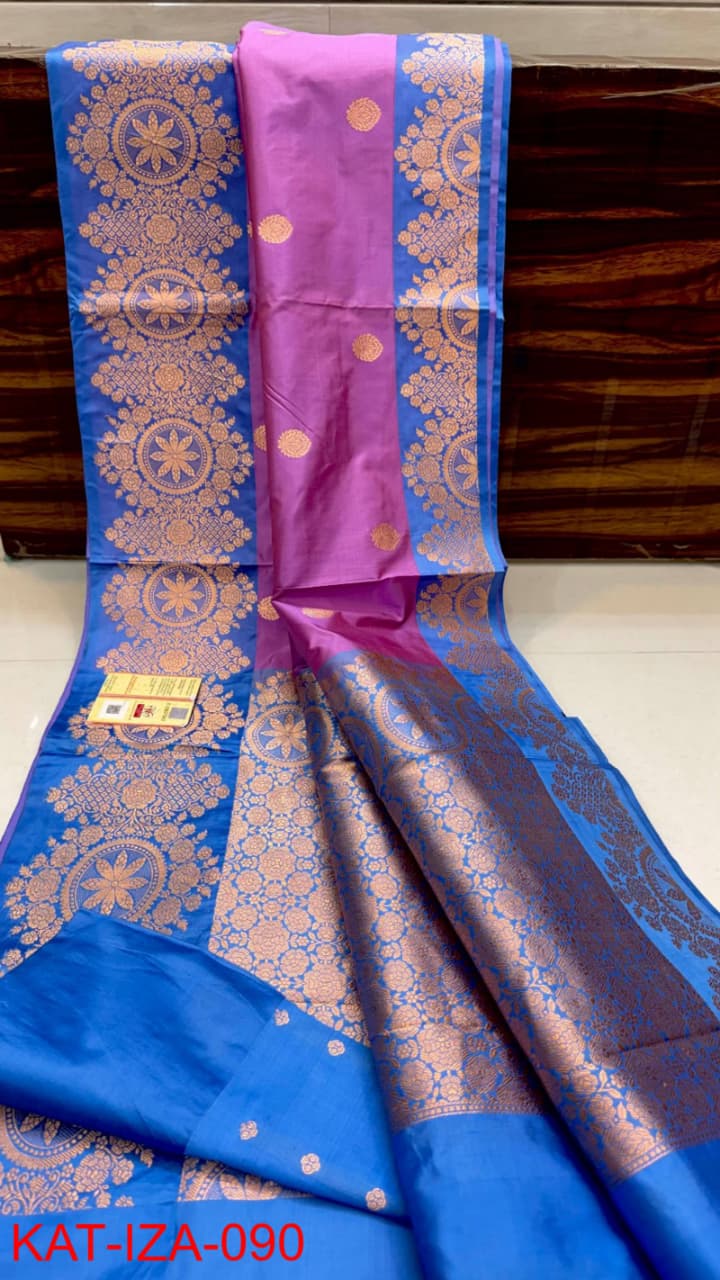 Pure Banarasi Katan Silk Saree With Antique Zari Work .