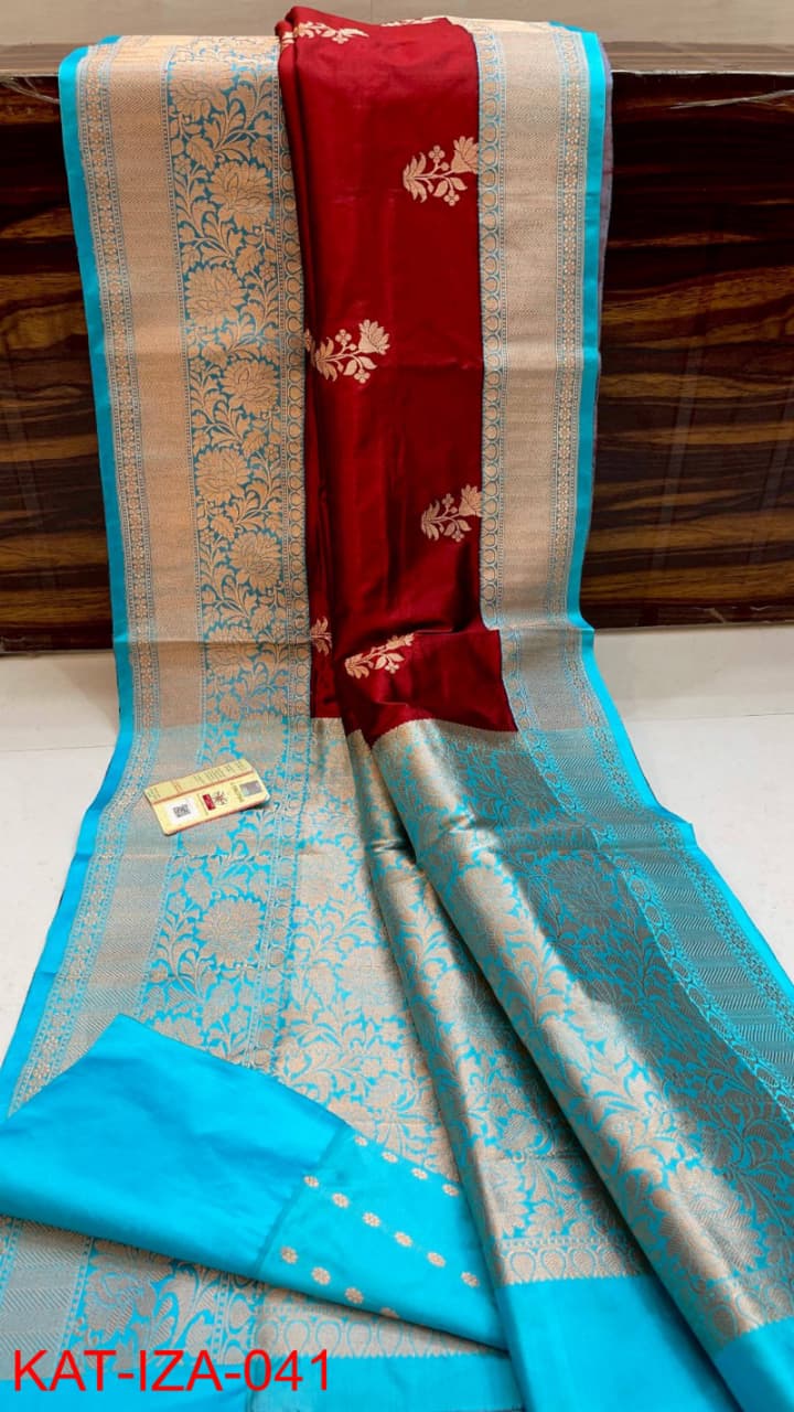 Pure Banarasi Katan Silk Saree With Antique Zari Work .