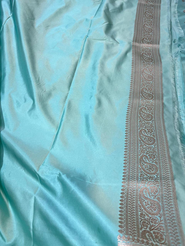 Pure Banarasi Mashru Silk Saree With Zari Work.