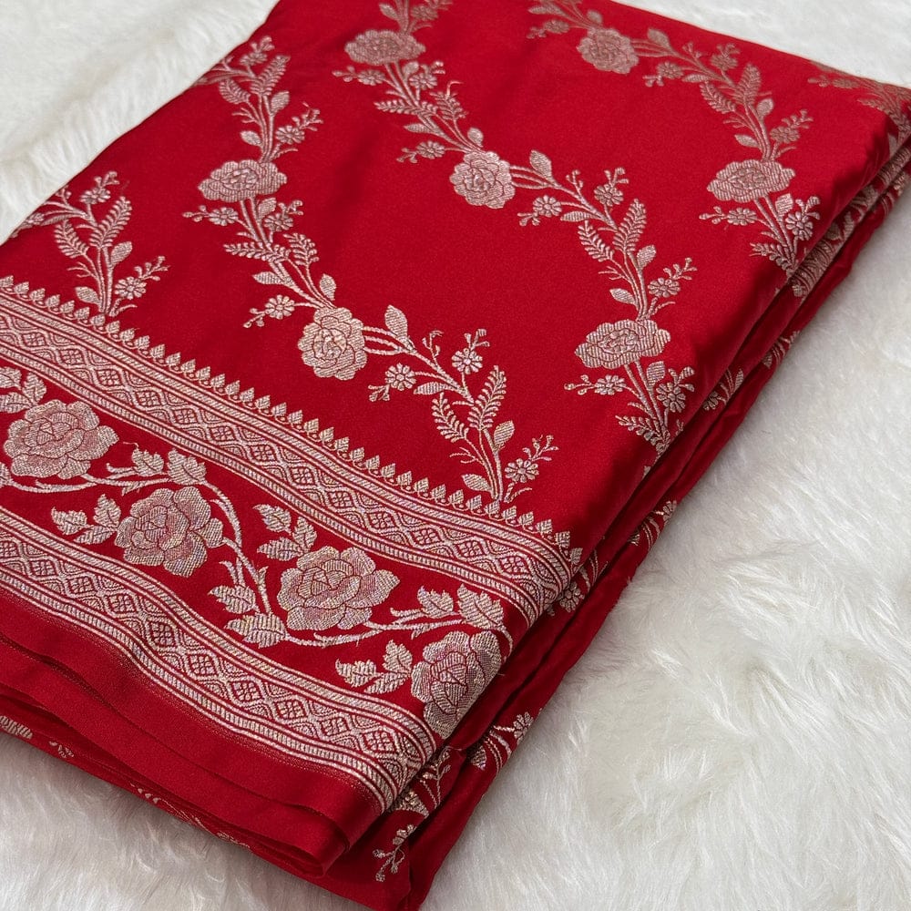 Pure Banarasi Mashru Silk Saree With Zari Work.