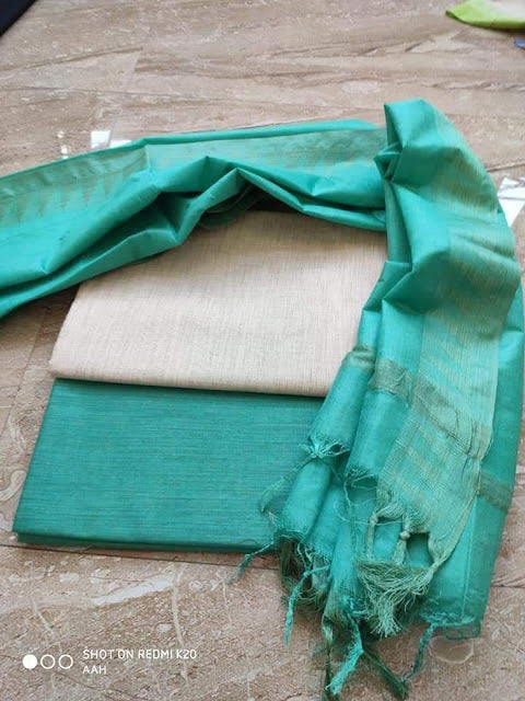 Khaddi Cotton Unstitched Suit With Viscose Silk Dupatta.