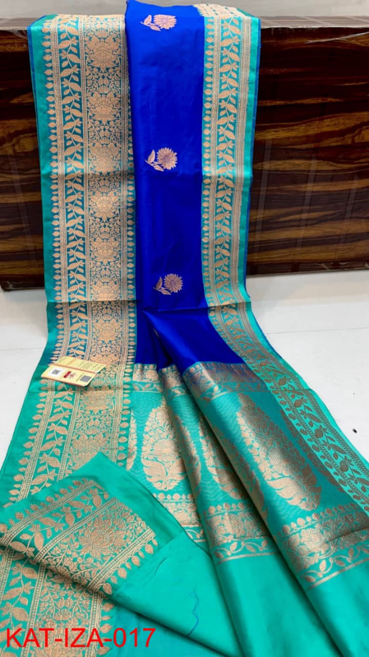 Pure Banarasi Katan Silk Saree With Antique Zari Work .