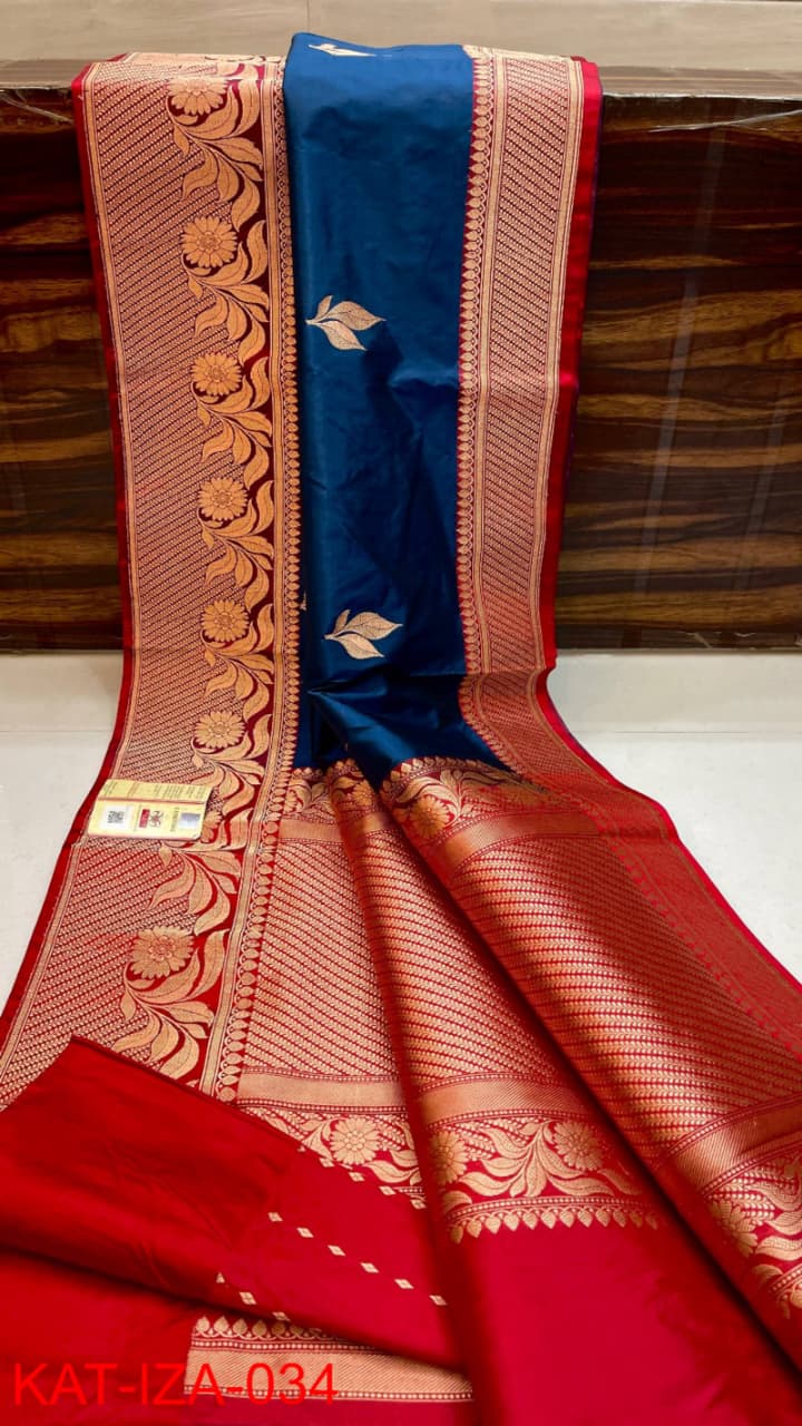 Pure Banarasi Katan Silk Saree With Antique Zari Work .