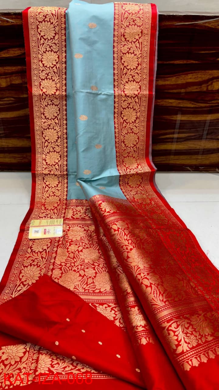 Pure Banarasi Katan Silk Saree With Antique Zari Work .