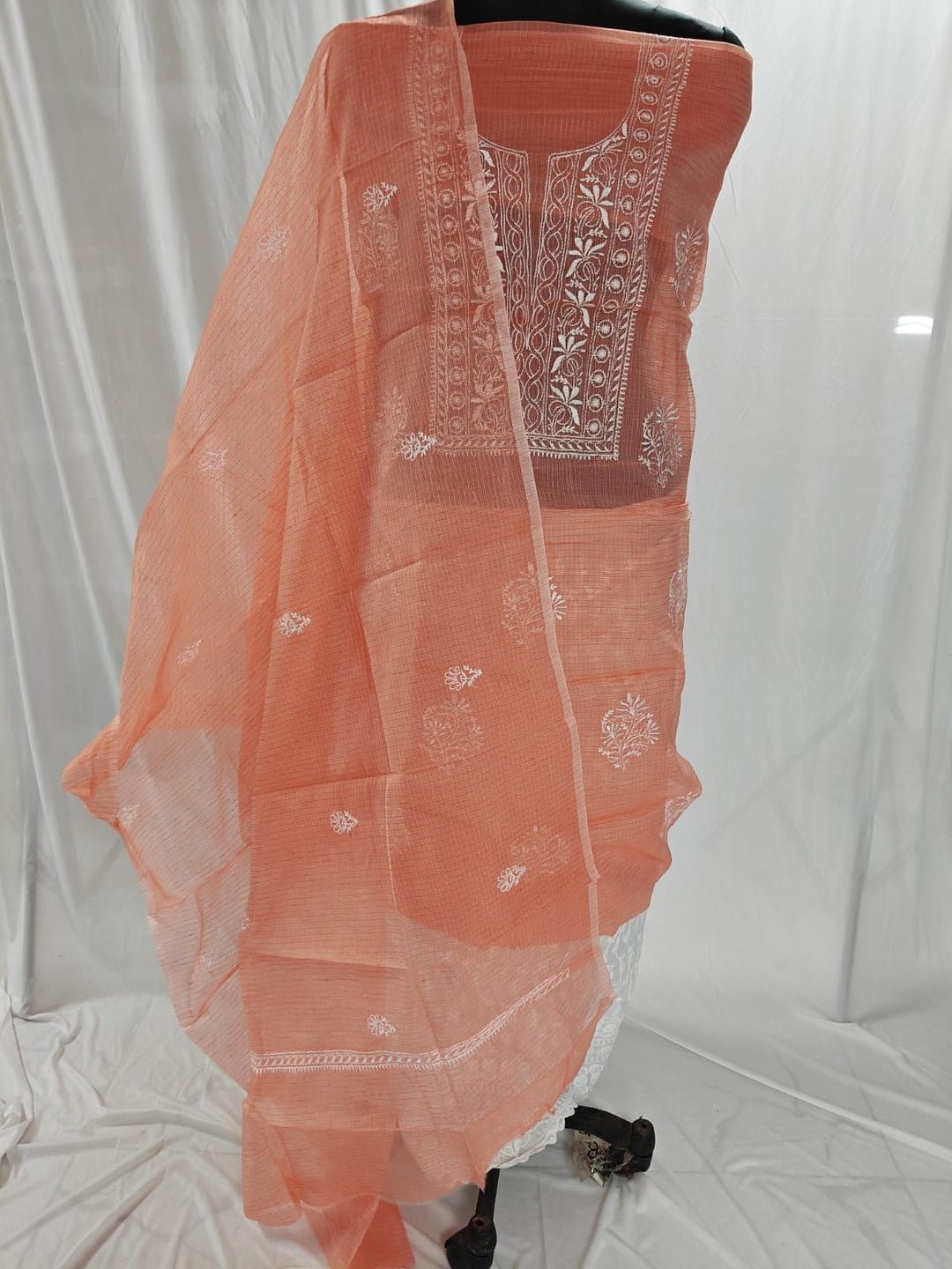 Pure Cotton Kota Doriya Embroidery Unstitched Suit With Dupatta