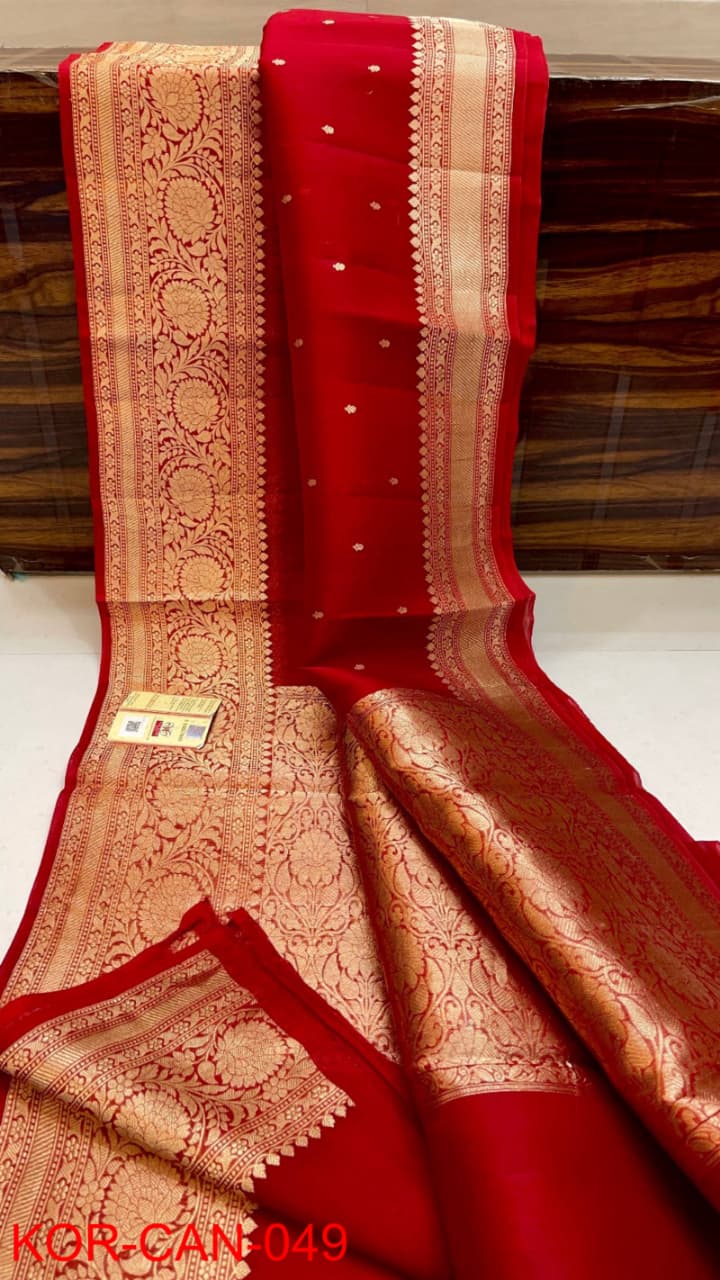Pure Kora Organza Silk Hanloom Zari Work Saree.