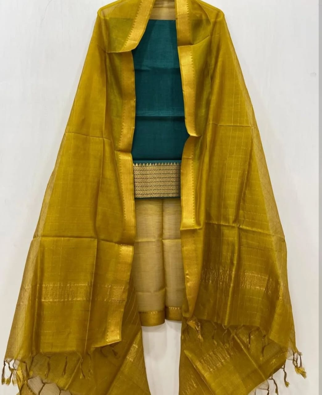 Manglagiri Silk Unstitched Suit .