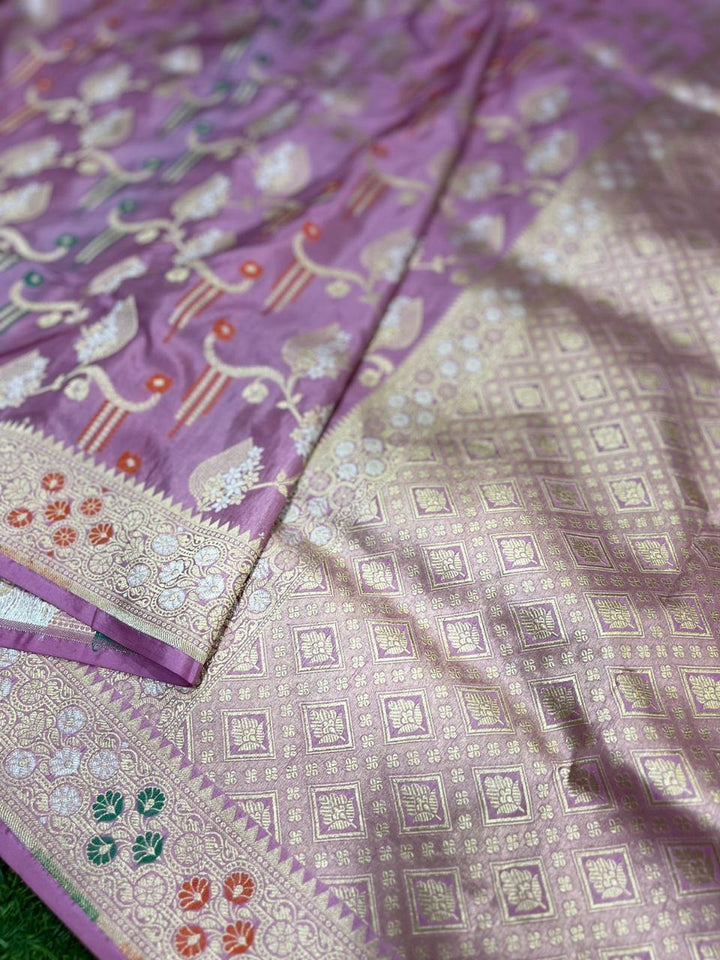 Pure Banarasi Handloom Katan Silk Saree With Beautiful  Zari Work .