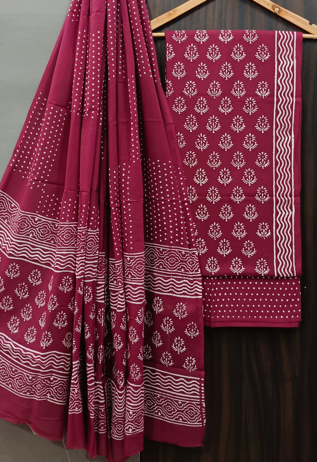 Pure Cotton Hand Block Print Unstitched Suit