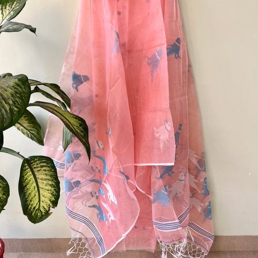 Pure Maslin Silk 2PC Jamdani Unstitched Suit With Bird Motif