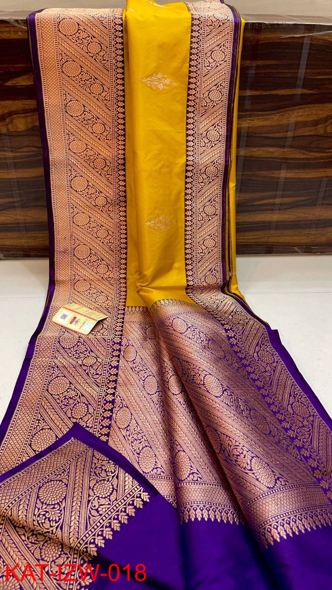 Pure Banarasi Katan Silk Saree With Antique Zari Work.