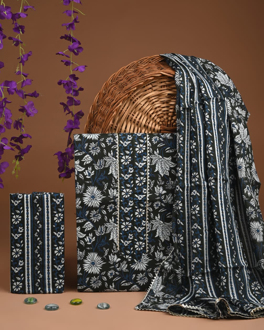 Pure Cotton Gotta patti Work unstitched Suit With Cotton Dupatta.
