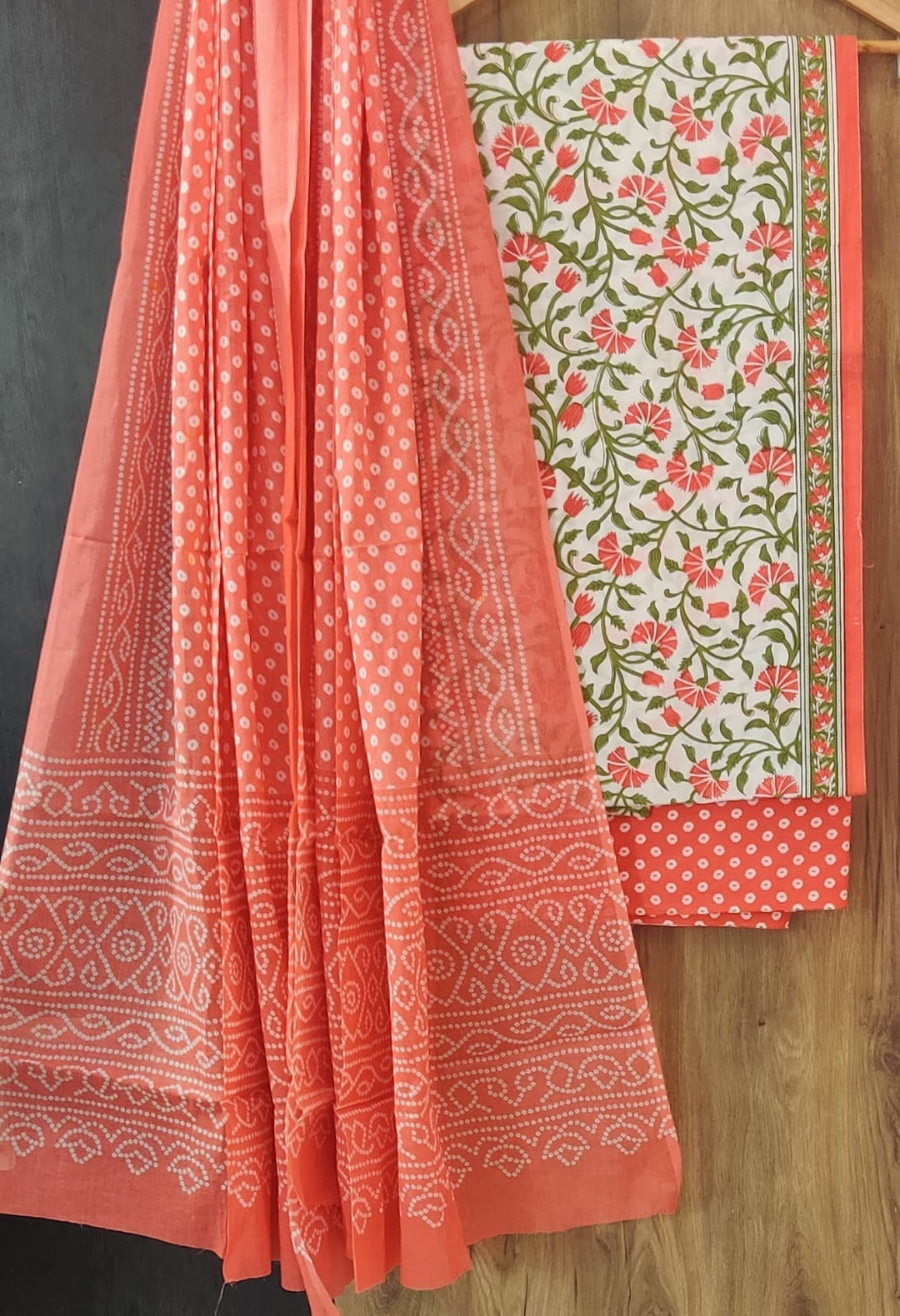 Pure Cotton Hand Block Print Unstitched Suit