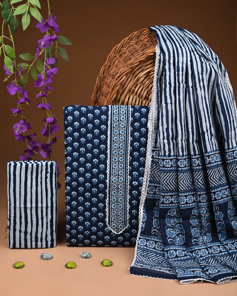 Pure Cotton Gotta patti Work unstitched Suit With Cotton Dupatta.