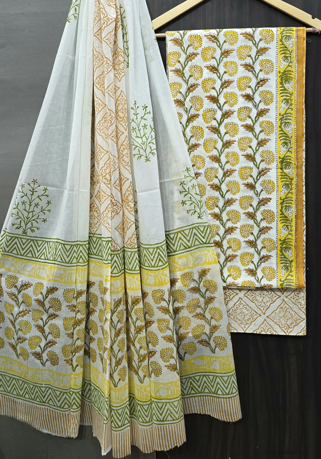 Pure Cotton Hand Block Print Unstitched Suit