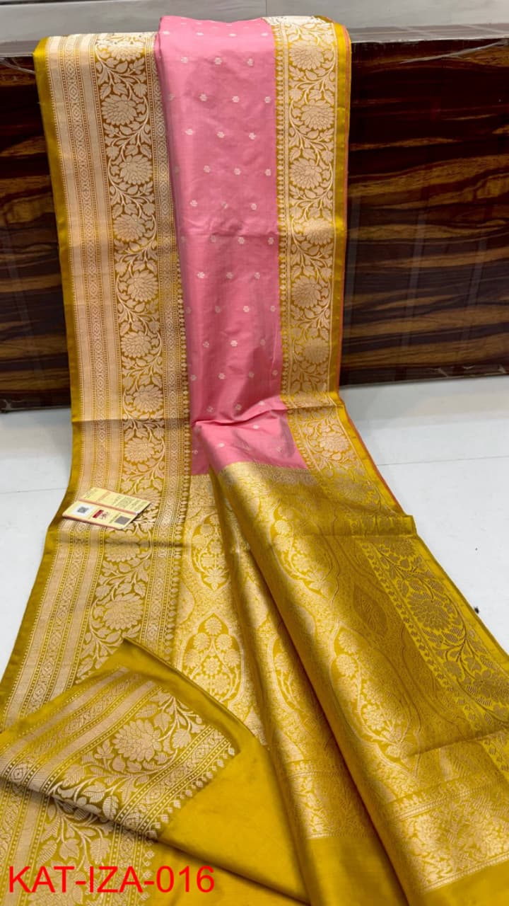 Pure Banarasi Katan Silk Saree With Antique Zari Work .