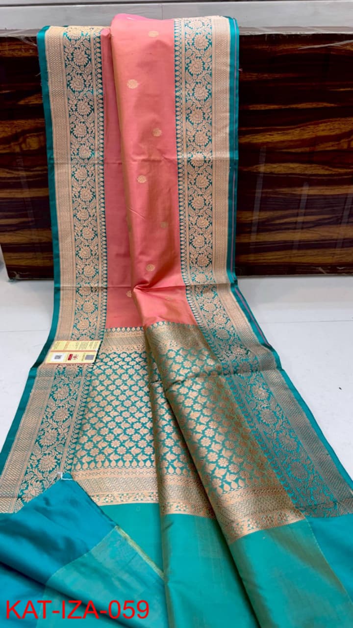 Pure Banarasi Katan Silk Saree With Antique Zari Work .
