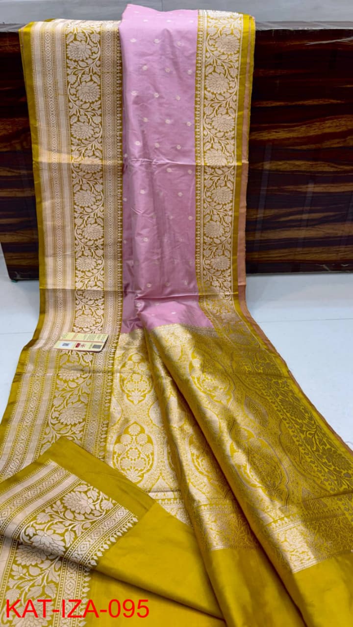 Pure Banarasi Katan Silk Saree With Antique Zari Work .