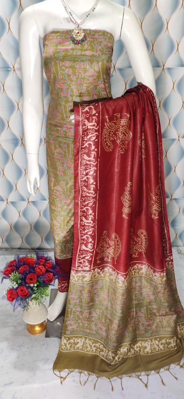 bhagalpuri silk dress material Buy Bhagalpuri Semi Silk Dress Material Online