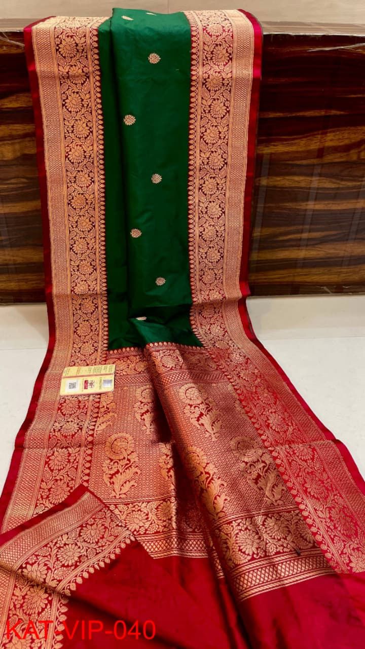 Pure Banarasi Katan Silk Saree With Antique Zari Work .