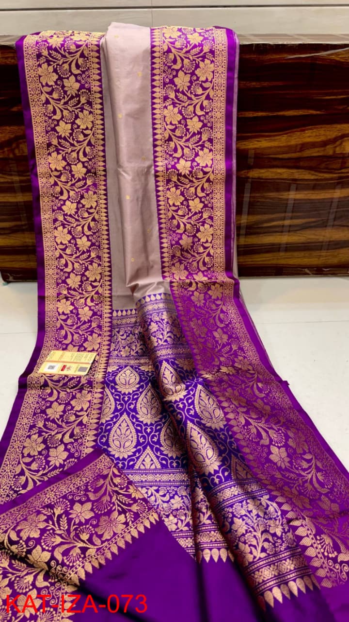 Pure Banarasi Katan Silk Saree With Antique Zari Work .