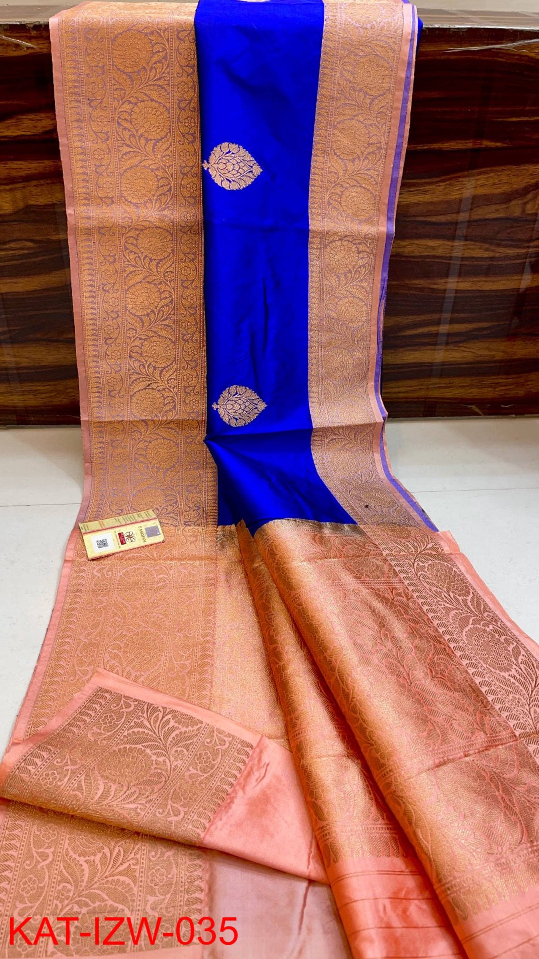 Pure Banarasi Katan Silk Saree With Antique Zari Work.