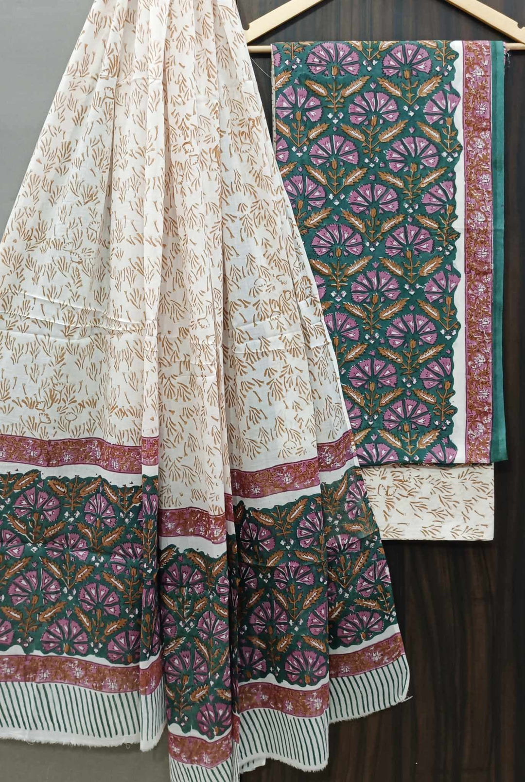 Pure Cotton Hand Block Print Unstitched Suit