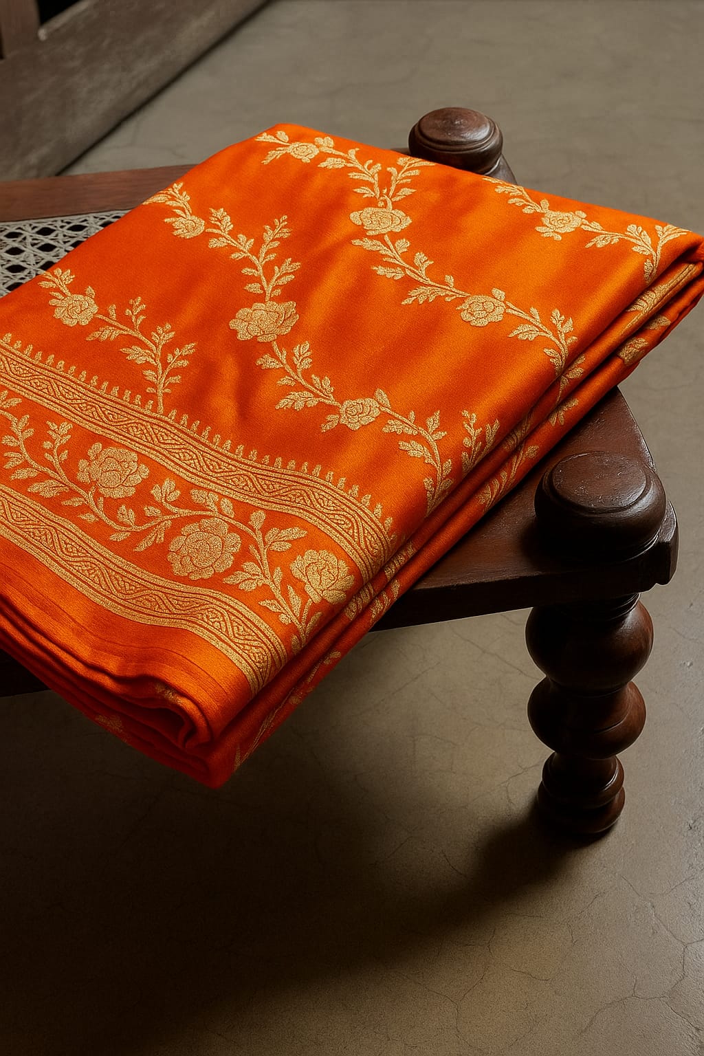 Pure Banarasi Mashru Silk Saree With Zari Work.