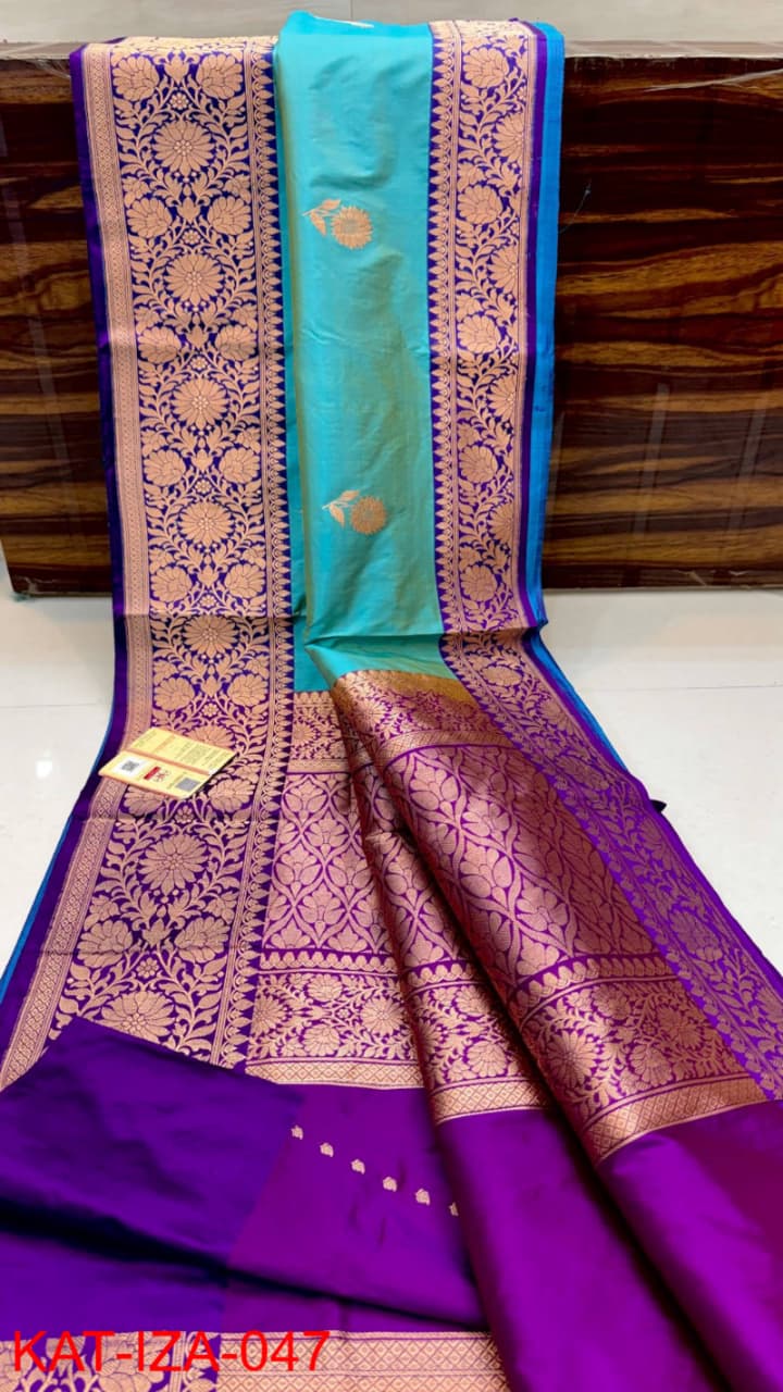 Pure Banarasi Katan Silk Saree With Antique Zari Work .