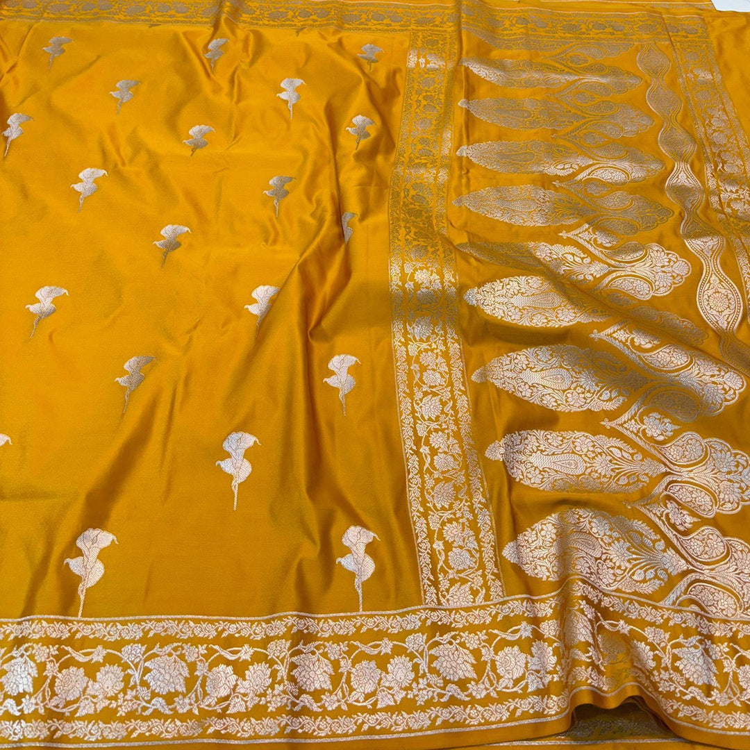 Pure Banarasi Mashru Silk Saree With Zari Work.