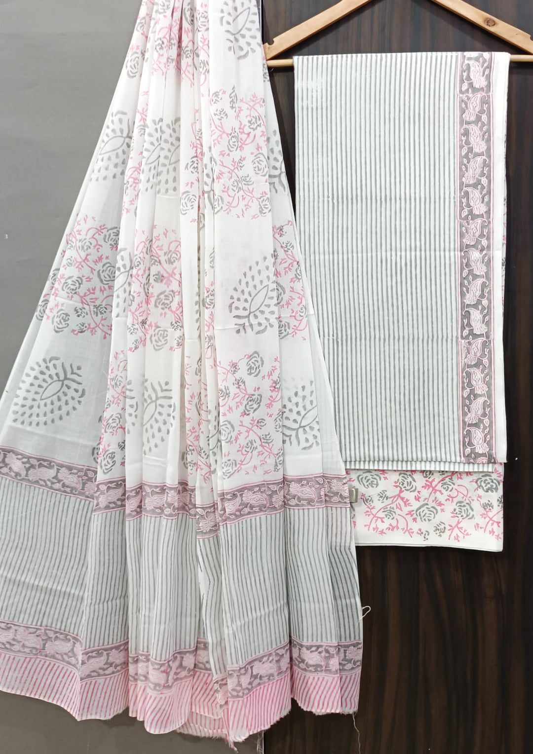 Pure Cotton Hand Block Print Unstitched Suit