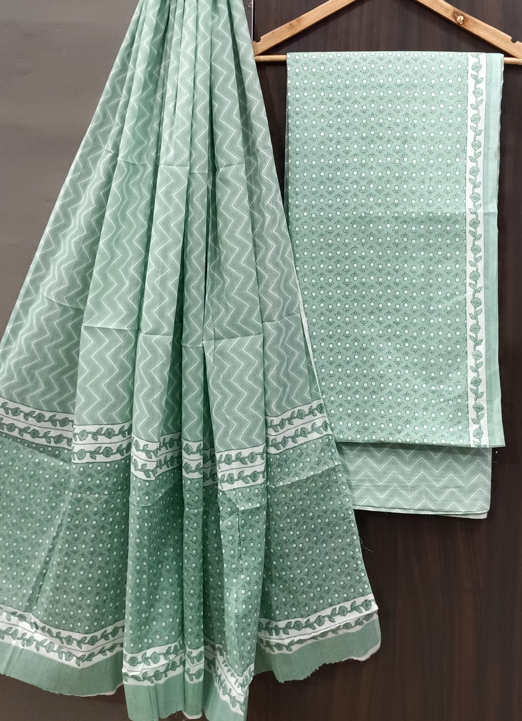 Pure Cotton Hand Block Print Unstitched Suit