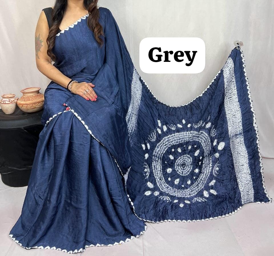 Pure Natural Dyeing Hand Block Print Modal silk saree.