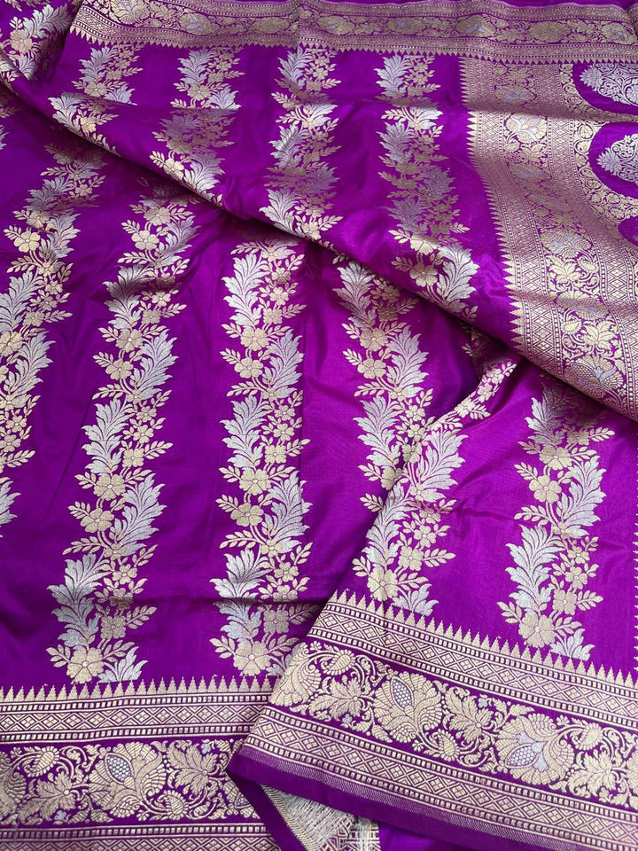 Pure Banarasi Handloom Katan Silk Saree With Beautiful  Zari Work .
