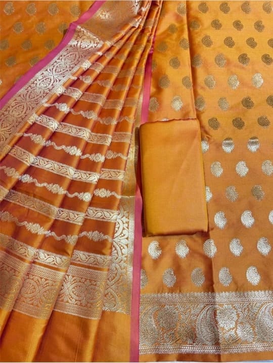 Banarasi Soft Silk Unstitched Suit.
