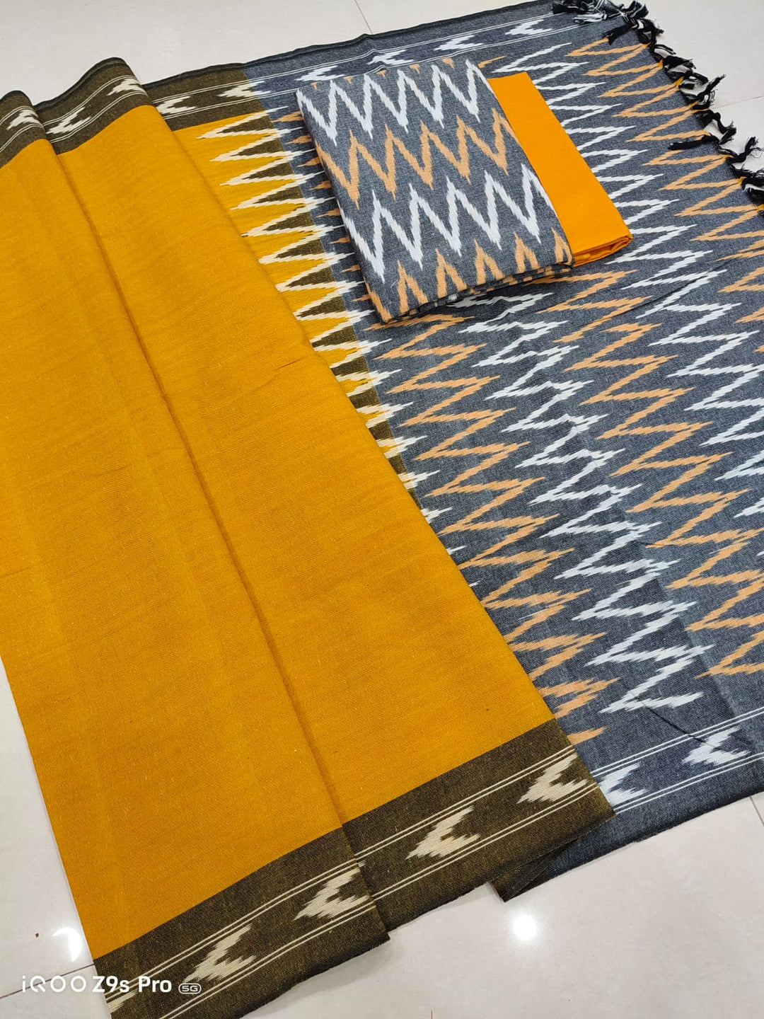 Pure Cotton Ikkat Unstitched Suit.