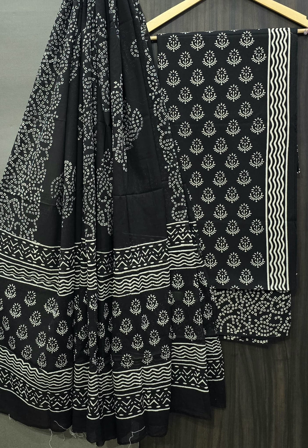 Pure Cotton Hand Block Print Unstitched Suit