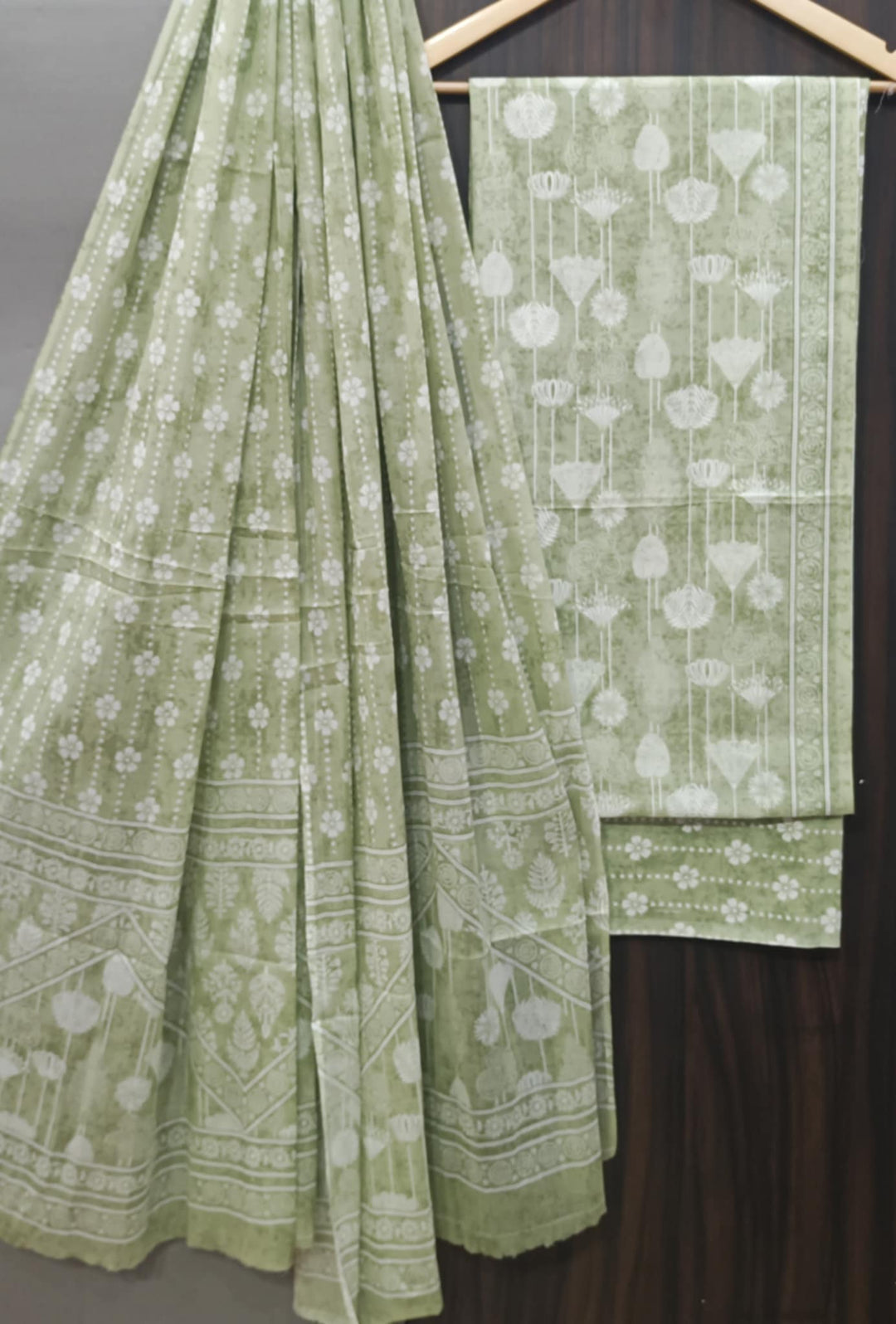 Pure Cotton Hand Block Print Unstitched Suit